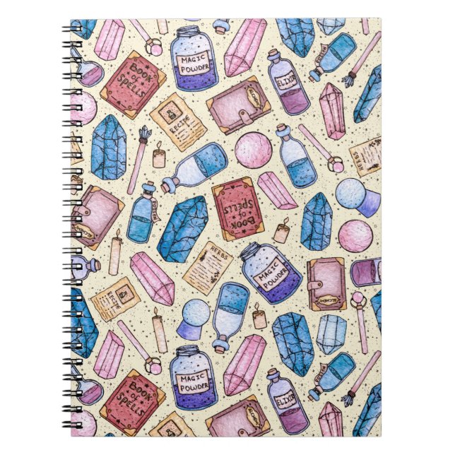 Aquarell Witchy Muster Notizblock (Vorderseite)