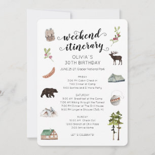 Aquarell-Wochenende im Wald-Reiseplan Einladung