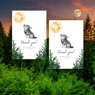 Aquarell-Wolf-Baby-Shower-Dankeschön Dankeskarte