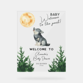 Aquarell-Wolf-Baby-Shower-Willkommen Acrylschild