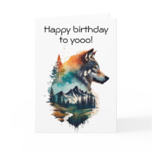 Aquarell-Wolf-Geburtstagskarte für Naturliebhaber