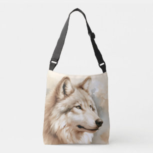 Aquarell-Wolfgeist – Mystische Tierwelt Tragetaschen Mit Langen Trägern