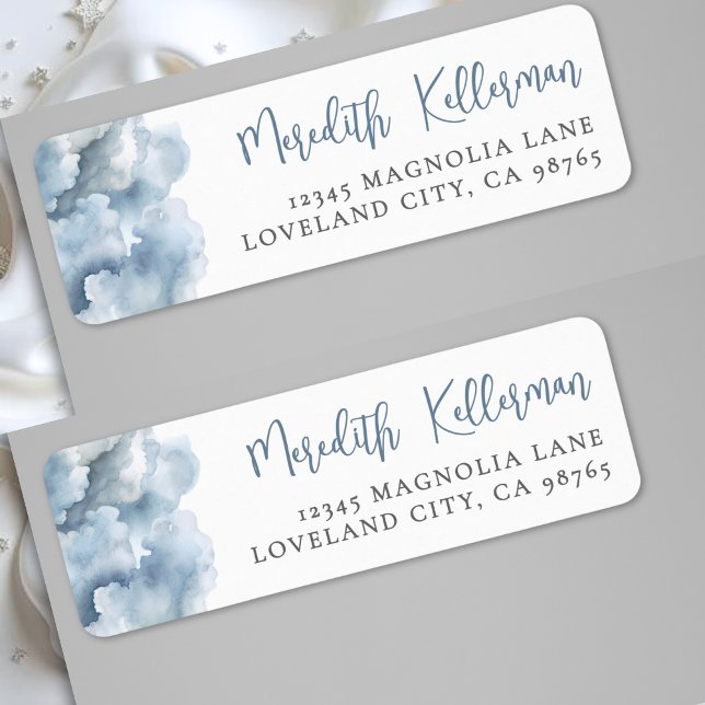 Aquarell-Wolken-Rücksendeadresse (Watercolor Cloud Return Address Label)