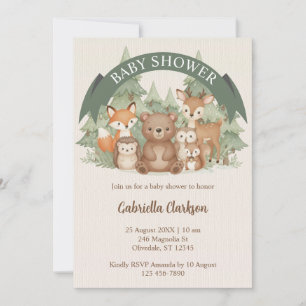 Aquarell Woodland Animals Kinderdusche Einladung