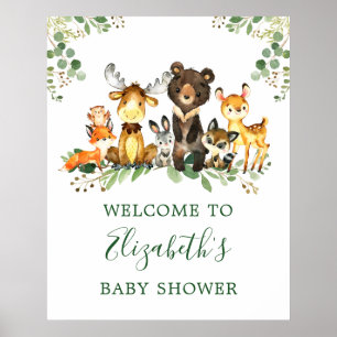 Aquarell Woodland Animals Kinderdusche Poster