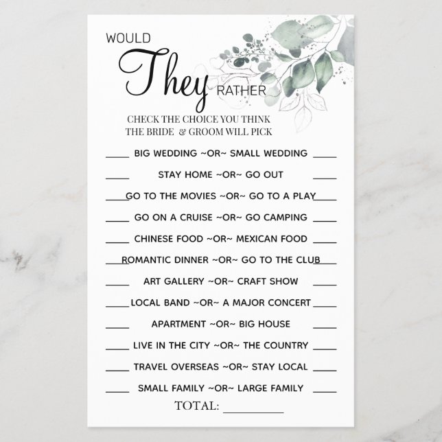 Aquarell würden sie lieber eine Spielkarte duschen Flyer (Vorne)