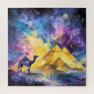 Aquarell-Wüsten-Galaxie-Kamel-Pyramide-Reise Puzzle