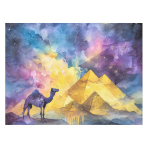 Aquarell Wüsten-Galaxie-Kamel-Pyramide-Reise Tischdecke