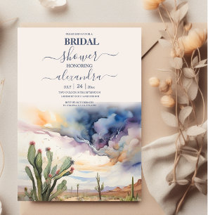 Aquarell-Wüsten- und Kaktus-Brautparty Einladung