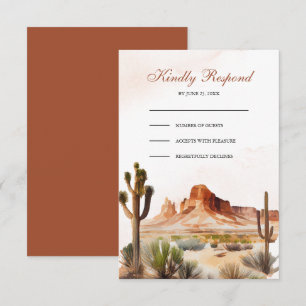 Aquarell-Wüstenberg-Kaktus-Hochzeit RSVP Karte