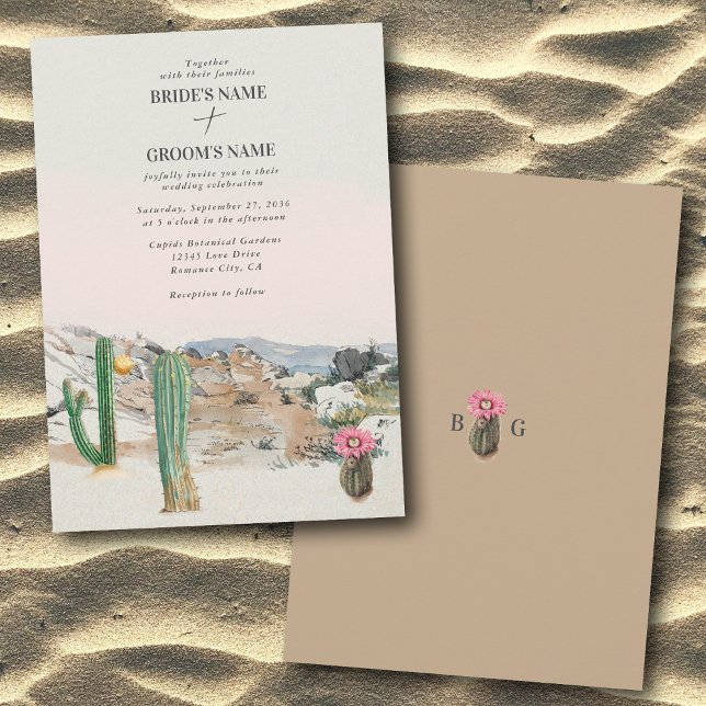 Aquarell-Wüstenkaktus-Boho-Hochzeit Einladung (Watercolor Desert Cactus Boho Wedding Invitation)
