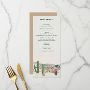 Aquarell-Wüstenkaktus-Boho-Hochzeit Menükarte