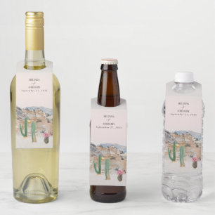 Aquarell-Wüstenkaktus-Boho-Hochzeitsgeschenk Flaschenanhänger