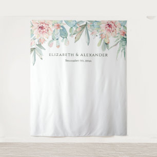 Aquarell-Wüstenkaktus-Hochzeitswillkommenshintergr Wandteppich