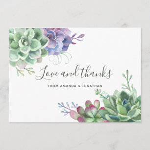 Aquarell-Wüstenkaktus-Sukkulenten-Hochzeit-Danke Dankeskarte
