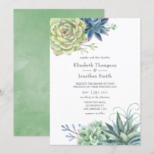 Aquarell Wüstenkaktus Sukkulenten Hochzeit Einladung