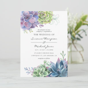 Aquarell-Wüstenkaktus-Sukkulenten-Hochzeit Einladung