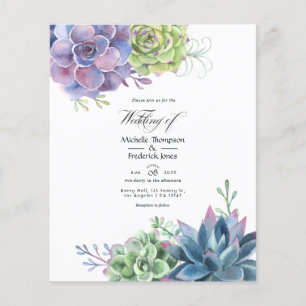 Aquarell-Wüstenkaktus-Sukkulenten-Hochzeitseinladu Flyer