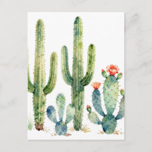 Aquarell-Wüstenkaktusgarten Postkarte