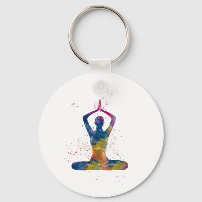 Aquarell-Yoga Schlüsselanhänger (Vorderseite)