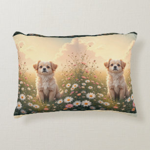 Aquarell Yorkshire Terrier in Blumenfeld Wand Dekokissen