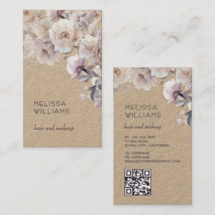 Aquarell Zarte Rosen   Qr Code Rustikal Visitenkarte