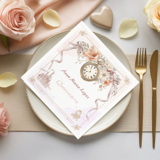 Aquarell zartrosa Cinderella Thema Quinceanera Serviette