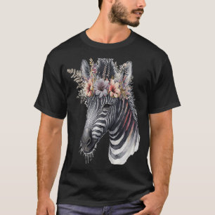 Aquarell Zebra Blume Crown Africa Safari Boho A T-Shirt
