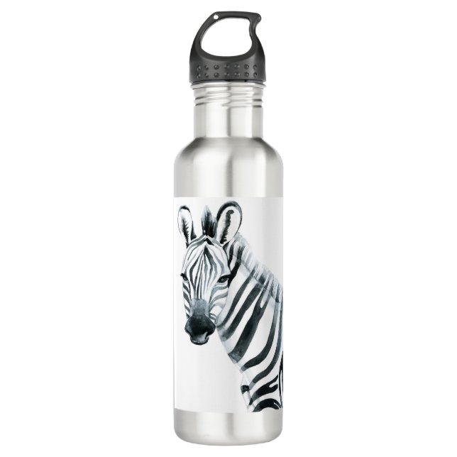 Aquarell Zebra Edelstahlflasche (Vorderseite)