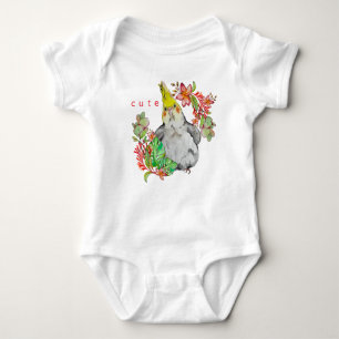 Aquarell zeichnend komischer Corella-Papagei Baby Strampler