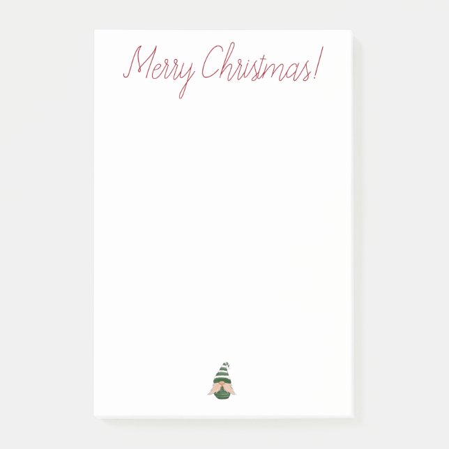 Aquarell zeichnend Weihnachtsgnom Post-it Klebezettel (Vorderseite)