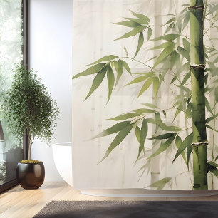 Aquarell Zen Bambus Harmonie Duschvorhang
