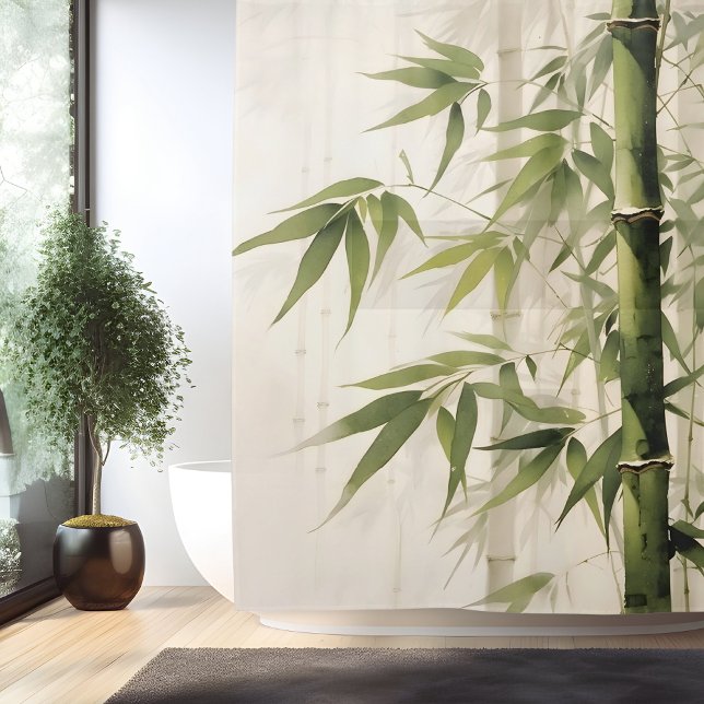 Aquarell Zen Bambus Harmonie Duschvorhang (Von Creator hochgeladen)