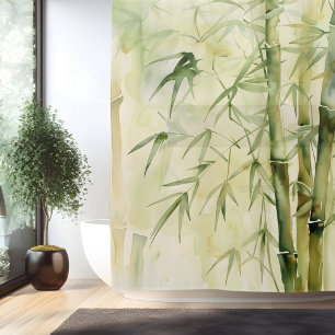 Aquarell Zen Bambus Harmonie Duschvorhang