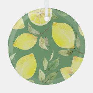Aquarell-Zitrone, Frucht-Tapetenmuster. Ornament Aus Glas