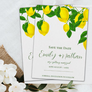 Aquarell Zitrone Hellgelb Zitrus Hochzeit Save The Date