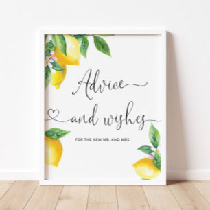 Aquarell-Zitrone Rat und Wünsche für Neuvermählte Poster