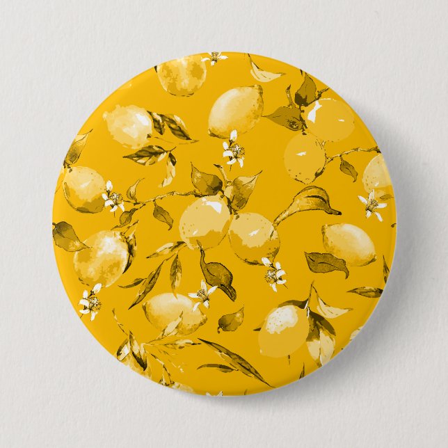 Aquarell-Zitronen 10 Button (Vorderseite)