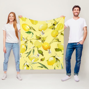 Aquarell Zitronen 15 Fleecedecke