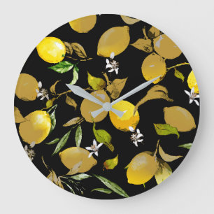 Aquarell Zitronen 31 Große Wanduhr