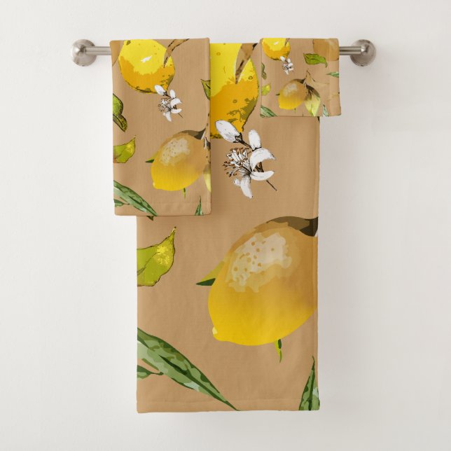 Aquarell-Zitronen 33 Badhandtuch Set (Insitu)