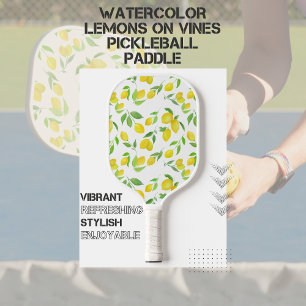Aquarell-Zitronen an Reben Pickleball Schläger
