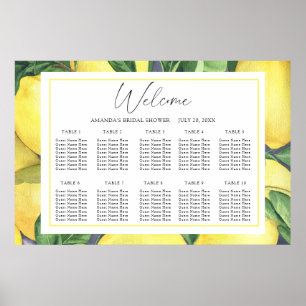Aquarell-Zitronen-CITRUS-Hochzeits-Sitzplan Poster