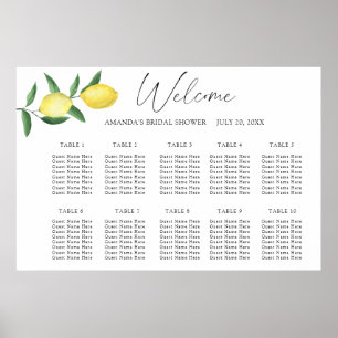 Aquarell-Zitronen-CITRUS-Hochzeitssitzplan Poster