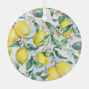 Aquarell-Zitronen, frischer Zitruszweig. Ornament Aus Glas