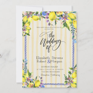Aquarell Zitronen Gelbe Streifen Hochzeit Einladung