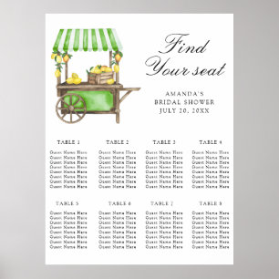 Aquarell-Zitronen-Hochzeits-Sitzplan Poster