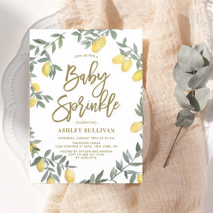 Aquarell-Zitronen-Kranz Sommer-Baby-Sprinkle Einladung