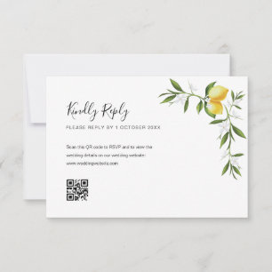 Aquarell-Zitronen-Laub-QR-Code-RSVP-Karte RSVP Karte