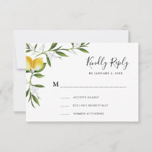 Aquarell-Zitronen-Laub-RSVP-Karte RSVP Karte